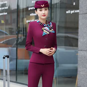 暧献南航航空空姐制服 春秋高铁乘务员酒店前台接待职业工装女装西服