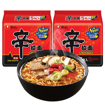 农心辛拉面五连包120g5方便面辣白菜方便面煮面夜宵泡面辛拉面5连包2