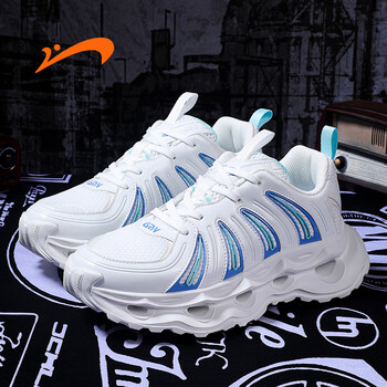 贵人鸟男鞋新款老爹鞋网面透气休闲鞋厚底轻便运动鞋跑步鞋象牙白清