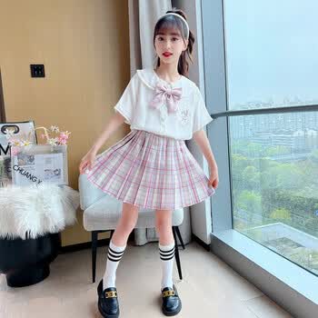 童装女童裙子夏装儿童洋气套裙2022年夏季中大童衬衫两件套小女孩短裙