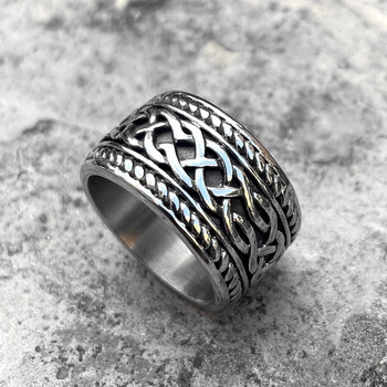 感钛钢戒指复古霸气单身食指十字架夸张朋克潮牌指环f5波浪戒美码7号