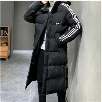 耐克羽绒服男过膝长款男运动休闲冬训练服外套大码 橙色 xl  女款建议