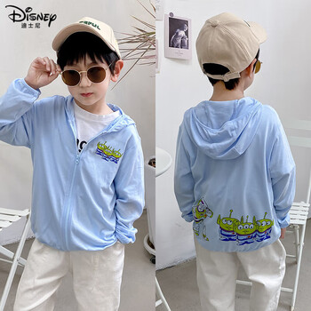 迪士尼disney儿童夏装男女童棉防晒衣薄款竹节棉皮肤衣吸汗透气宝宝