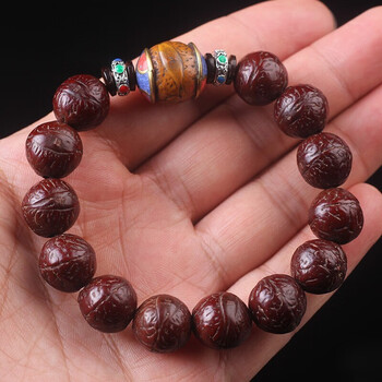 老凤凰款红皮尼泊尔老凤眼菩提佛珠手串男女配饰原籽文玩念珠手链饰品