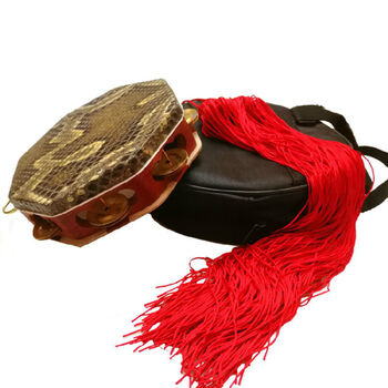 蟒皮民族乐器儿童舞蹈道具曲艺说唱演奏打击鼓手鼓 八角鼓 穗子 包