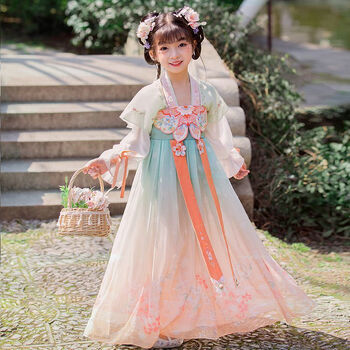 儿童古装汉服女夏天女童民族服装10岁小女孩中国风襦裙夏季中大童仙女