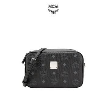 【mcm女士单肩包】送女友 mcm 女士黑色人造革单肩斜挎包 myz9svi97bk
