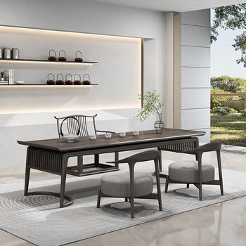 奢江南茶桌新中式禅意空间实木泡茶桌茶台茶室定制茶桌椅组合 定制