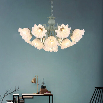 摩爵mojue摩爵美式吊灯乡村创意客厅卧室餐厅灯具法式铁艺花朵田园