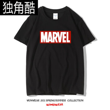 漫威十周年纪念t恤marvel动漫联名周边衣服复仇者联盟复联4短袖男黑色