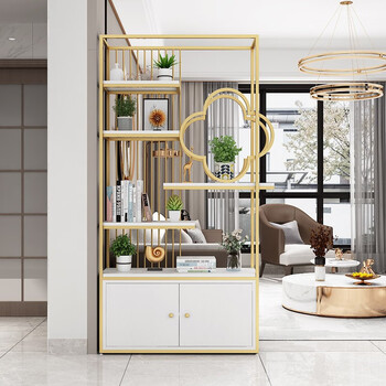 聚万淘镂空隔断定制玄关鞋柜一体客厅餐厅屏风铁艺层架置物架沙发边柜