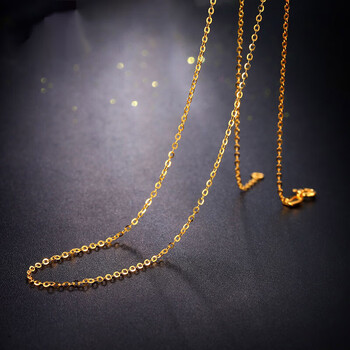 默喜珠宝 18k金项链女款彩金玫瑰金o字锁骨链简约搭配吊坠黄金链子 黄