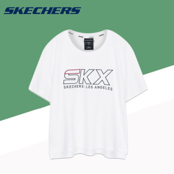 Skechers斯凯奇女装2021夏季新款女子运动时尚T恤针织圆领短袖衫体恤L220W051 亮白色 XL
