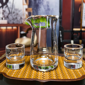 安享甄选东海原矿水晶分酒器套装白酒杯原石高档礼盒送礼酒具酒杯 白