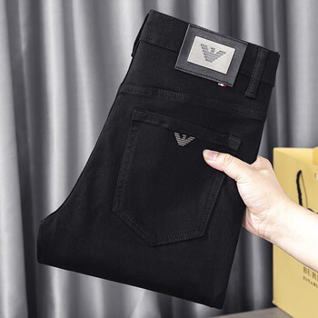 dkpq瓦萨琪黑色牛仔裤男直筒修身弹力休闲百搭高端欧货新款中腰男款