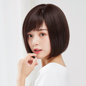 尚美莱假发套女短发bobo头发型圆脸蓬松自然波波头全头套式真人发丝