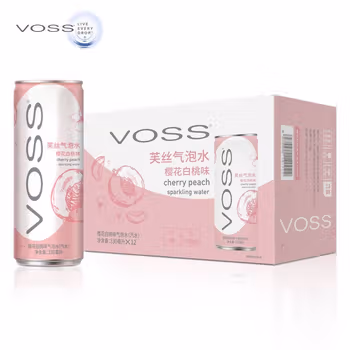 芙丝（VOSS）矿泉水 国产/芙丝气泡水330ML/12瓶装/樱花白桃