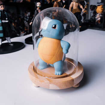 摆件超玩具可达鸭盲盒小胖子杰尼龟原木亮灯玻璃罩蓝色定制礼盒装