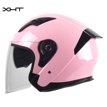 新源xhtb32粉色3c认证双镜片摩托车头盔男女冬季保暖电瓶车机车轻便半