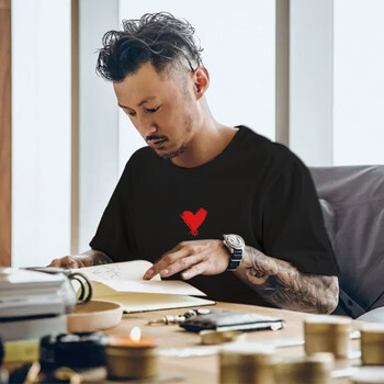 仓石一树(kazuki kuraishi)仓石一树潮牌联名爱心印花短袖t恤男士夏季