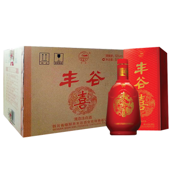 【丰谷旗舰店】丰谷酒业 礼盒酒 四川白酒整箱装 丰谷喜酒52度500ml*6