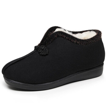 娜梵度老太太棉鞋羊毛里老人女冬加绒保暖老北京布鞋女皮毛一体奶奶鞋