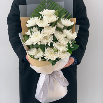 爱在此刻鲜花祭奠丧葬黄白菊花扫墓祭祀用品花束全国同城花店配送 19