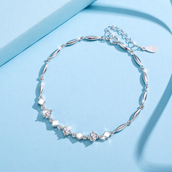 周大生女士水晶银手链女学生简约闺蜜手链两三人定制刻字情侣手链精装