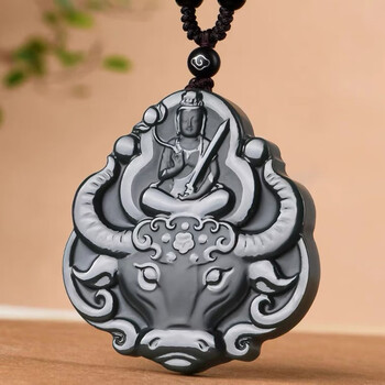 和田青玉细料生肖牛守护神虚空藏菩萨本命佛吊坠男女款礼物带证书享耀