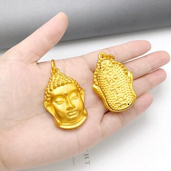 萃镶楼越南沙金如来佛吊坠男女款佛头项链挂坠镀金观音真金同款佛祖