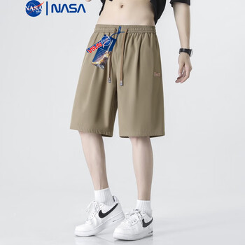 NASAMITOO速干短裤男士2023夏季新款韩版潮直筒宽松外穿五分裤 卡其色（有微色差） 2XL（喜欢宽松可拍大一码）