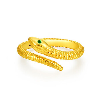 元族5g黄金戒指女足金999灵蛇女戒生肖金蛇指环食指戒指情侣七夕礼物