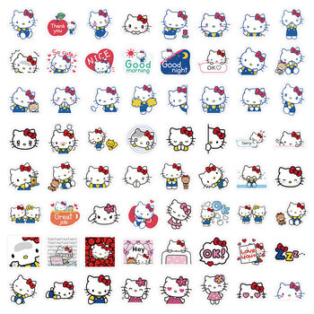 宠翰128张hellokitty贴纸卡通可爱凯蒂猫手帐ipad手机壳装饰防水贴画