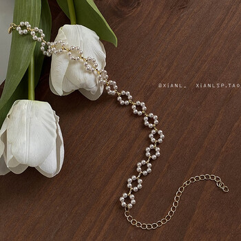 mathderay高级感珍珠花朵项链2023年新款女生轻奢小众高级感锁骨链