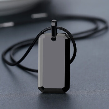 千俊男士项链痞帅高级感黑色项链男潮刻字照片吊坠男生配饰潮牌百搭