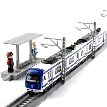 欧航金属仿真城市地铁轨道列车火车合金车模真人语音动车组玩具车