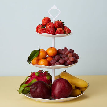 精选可拆三层水果盘家用客厅三层欧式干果盘下午茶点心台甜品架彩虹鸟