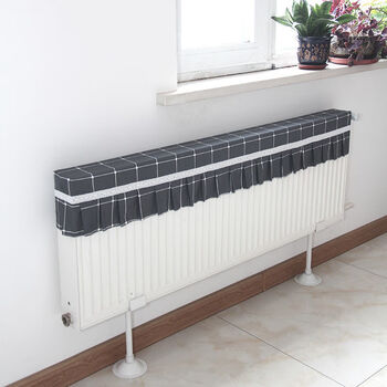 老式暖气片遮挡罩简约半包暖气片罩 黑格 定做长40cm*厚10(提供图片)