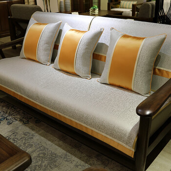 木沙发笠套新中式沙发垫四季通用防滑实木布艺坐垫子现代中国风套罩笠