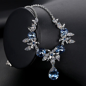 欧美夸张项链女短款花朵装饰链锁骨链时尚气质配饰颈链项圈女人如花