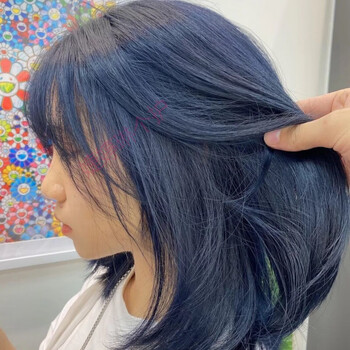 湖泊蓝灰天空蓝自己在家染发膏2020流行色雾蓝黑盖白发烟蓝色送褪色剂