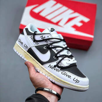 sbdunklow解构鞋带涂鸦高街白蓝黑男女学生休闲百搭运动板鞋 黑白熊猫