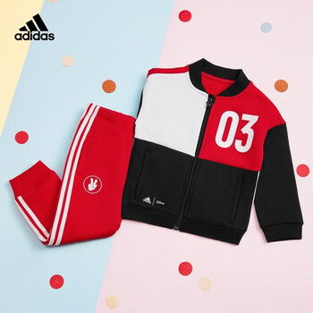 adidas阿迪达斯官网婴童装加绒保暖运动套装GT9476 黑色/鲜红/白104CM【图片价格品牌报价】-京东