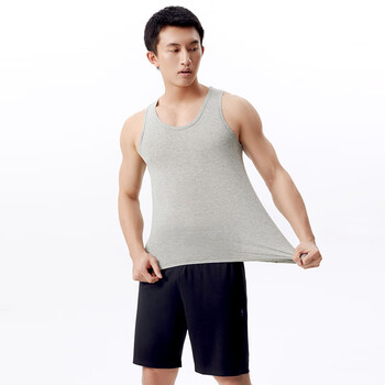 三枪背心男款莱卡棉舒适透气修身运动内衣打底男士跨栏背心30611浅麻