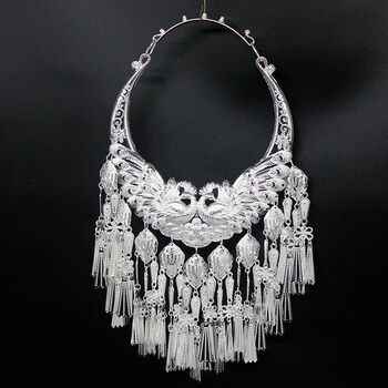 liyan苗艺银饰服饰少数民族特色服装饰品苗族苗银凤项链项圈dd银色3