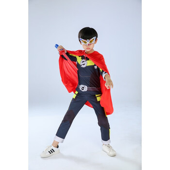 服表演服铠甲勇士cos衣服套装万圣节服装 黑爆卫衣服 眼罩 装备 披风