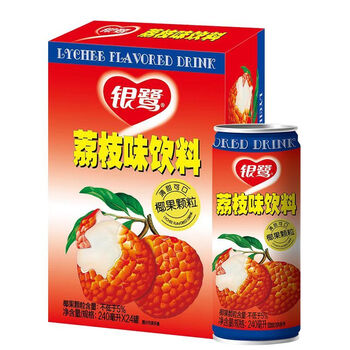 银鹭荔枝爽含椰果颗粒饮料240mlx24罐整箱批发果味饮品5月产荔枝爽240