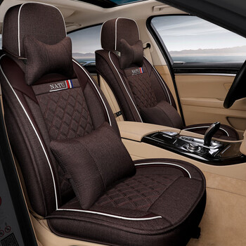 纳图新款全包围透气布艺汽车坐垫四季通用专车专用定做车座垫套咖啡色