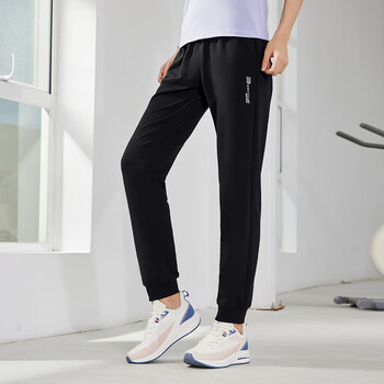 361度运动裤女休闲裤女修身卫裤女百搭女子针织长裤 662214705-3纯黑