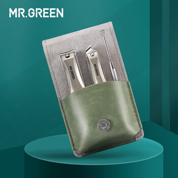 mrgreen指甲刀套装防飞溅指甲剪3件套斜口指甲钳进口不锈钢眉夹指甲锉